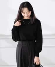 K3FED69039 a.v.v Elmi(アー・ヴェ・ヴェ) 【低身長サイズ】【WEB限定/洗える/UVカット】ボートネックパフスリーブニット ライトイエロー