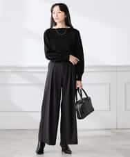 K3FED69039 a.v.v Elmi(アー・ヴェ・ヴェ) 【低身長サイズ】【WEB限定/洗える/UVカット】ボートネックパフスリーブニット ライトイエロー