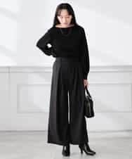 K3FED69039 a.v.v Elmi(アー・ヴェ・ヴェ) 【低身長サイズ】【WEB限定/洗える/UVカット】ボートネックパフスリーブニット ライトイエロー