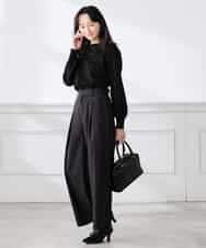 K3FED69039 a.v.v Elmi(アー・ヴェ・ヴェ) 【低身長サイズ】【WEB限定/洗える/UVカット】ボートネックパフスリーブニット ライトイエロー