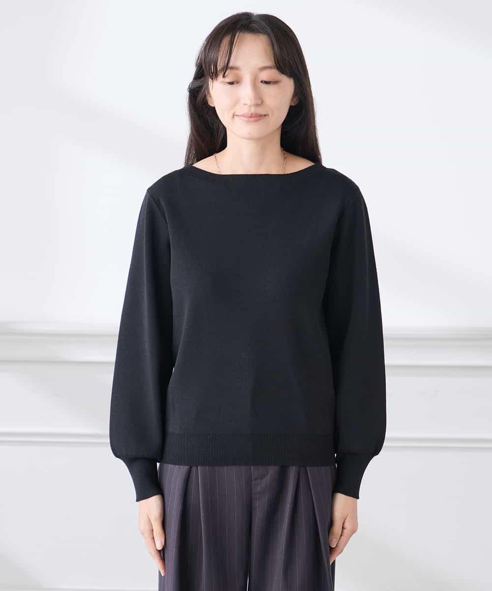 K3FED69039 a.v.v Elmi(アー・ヴェ・ヴェ) 【低身長サイズ】【WEB限定/洗える/UVカット】ボートネックパフスリーブニット ライトイエロー