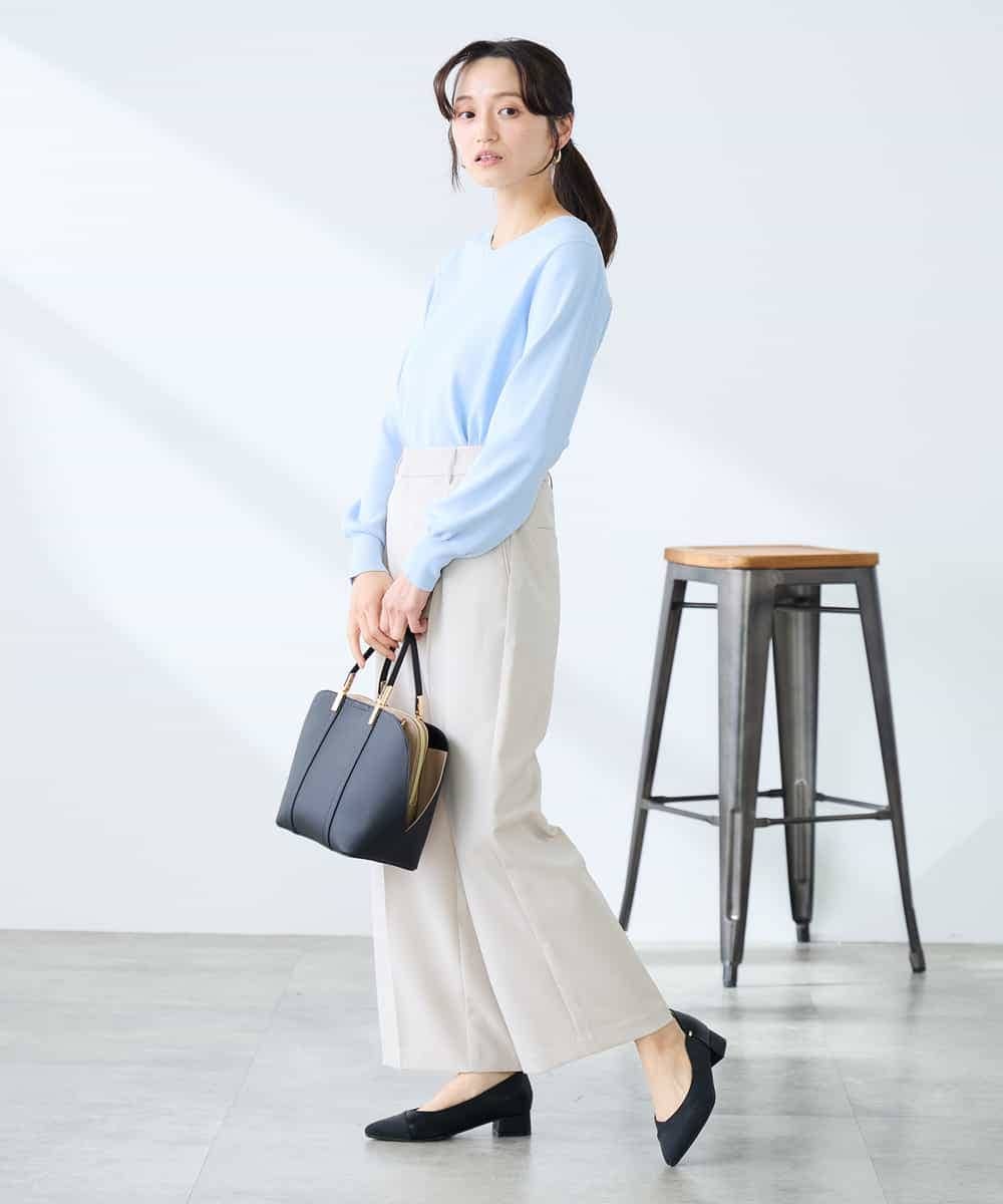 K3FED79039 a.v.v Elmi(アー・ヴェ・ヴェ) 【低身長サイズ】【洗える/UVカット】Vネックパフスリーブニット ピンク