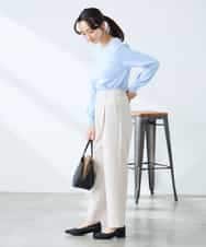 K3FED79039 a.v.v Elmi(アー・ヴェ・ヴェ) 【低身長サイズ】【洗える/UVカット】Vネックパフスリーブニット ピンク