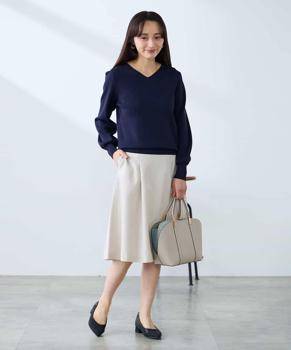 K3FED79039 a.v.v Elmi(アー・ヴェ・ヴェ) 【低身長サイズ】【洗える/UVカット】Vネックパフスリーブニット ピンク