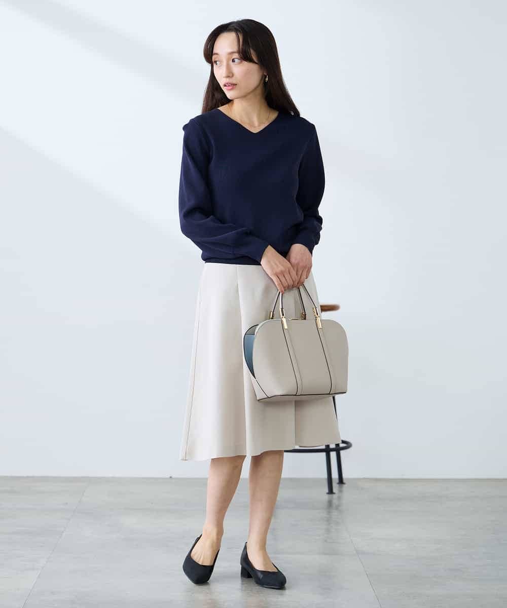 K3FED79039 a.v.v Elmi(アー・ヴェ・ヴェ) 【低身長サイズ】【洗える/UVカット】Vネックパフスリーブニット ピンク