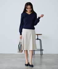 K3FED79039 a.v.v Elmi(アー・ヴェ・ヴェ) 【低身長サイズ】【洗える/UVカット】Vネックパフスリーブニット ピンク