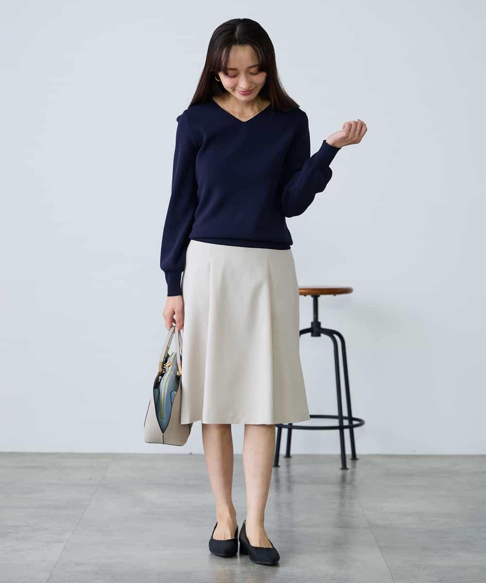 K3FED79039 a.v.v Elmi(アー・ヴェ・ヴェ) 【低身長サイズ】【洗える/UVカット】Vネックパフスリーブニット ピンク