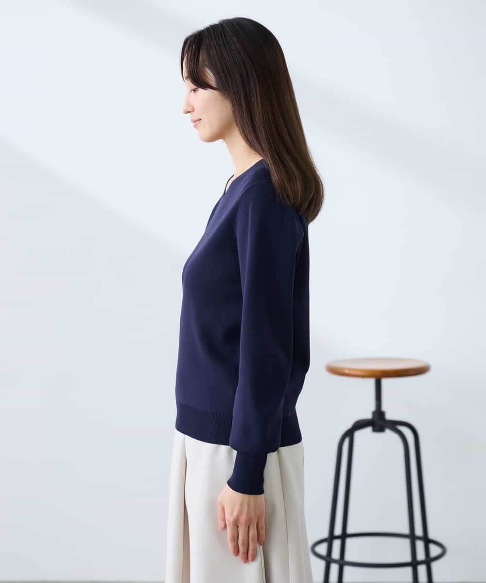 K3FED79039 a.v.v Elmi(アー・ヴェ・ヴェ) 【低身長サイズ】【洗える/UVカット】Vネックパフスリーブニット ピンク