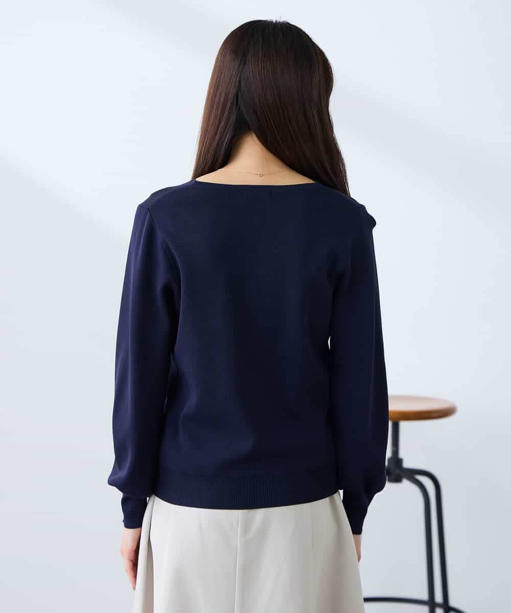 K3FED79039 a.v.v Elmi(アー・ヴェ・ヴェ) 【低身長サイズ】【洗える/UVカット】Vネックパフスリーブニット ピンク