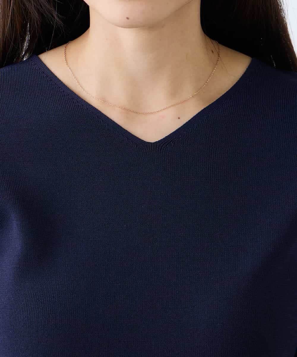 K3FED79039 a.v.v Elmi(アー・ヴェ・ヴェ) 【低身長サイズ】【洗える/UVカット】Vネックパフスリーブニット ピンク