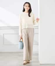 K3FFD06054 a.v.v Elmi(アー・ヴェ・ヴェ) 【低身長サイズ】透かし編みニットプルオーバー アイボリー