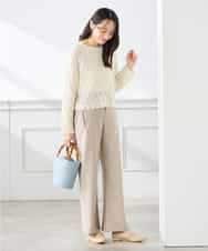 K3FFD06054 a.v.v Elmi(アー・ヴェ・ヴェ) 【低身長サイズ】透かし編みニットプルオーバー アイボリー