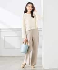 K3FFD06054 a.v.v Elmi(アー・ヴェ・ヴェ) 【低身長サイズ】透かし編みニットプルオーバー アイボリー