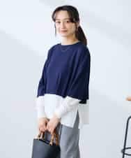 K3FFD18039 a.v.v Elmi(アー・ヴェ・ヴェ) 【低身長サイズ】バイカラーニット レッド×ネイビー