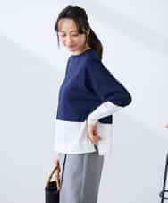 K3FFD18039 a.v.v Elmi(アー・ヴェ・ヴェ) 【低身長サイズ】バイカラーニット レッド×ネイビー