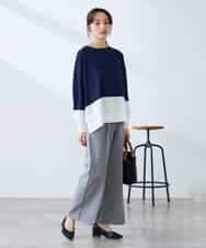 K3FFD18039 a.v.v Elmi(アー・ヴェ・ヴェ) 【低身長サイズ】バイカラーニット レッド×ネイビー