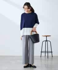 K3FFD18039 a.v.v Elmi(アー・ヴェ・ヴェ) 【低身長サイズ】バイカラーニット レッド×ネイビー