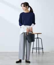 K3FFD18039 a.v.v Elmi(アー・ヴェ・ヴェ) 【低身長サイズ】バイカラーニット レッド×ネイビー