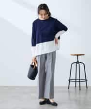 K3FFD18039 a.v.v Elmi(アー・ヴェ・ヴェ) 【低身長サイズ】バイカラーニット レッド×ネイビー