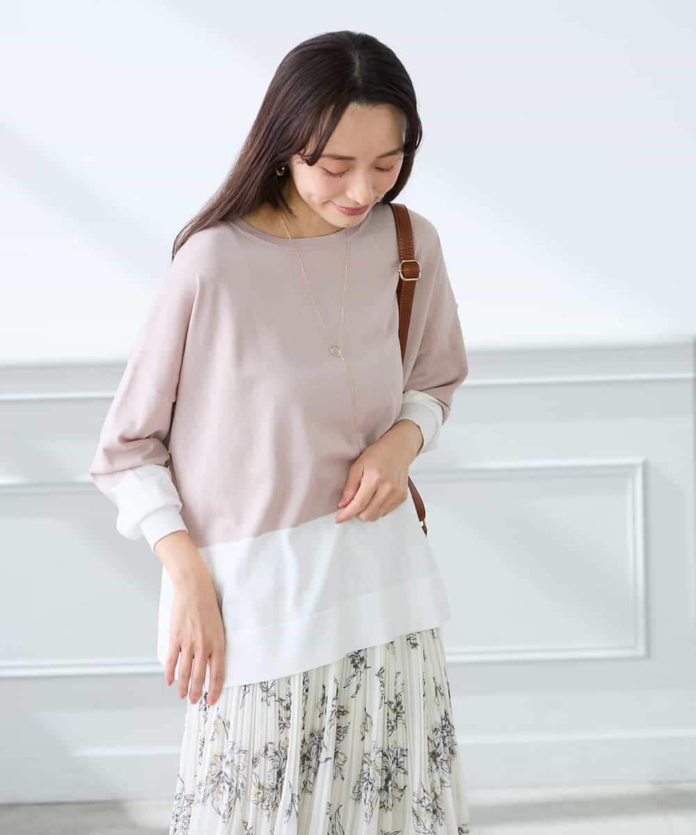 K3FFD18039 a.v.v Elmi(アー・ヴェ・ヴェ) 【低身長サイズ】バイカラーニット レッド×ネイビー