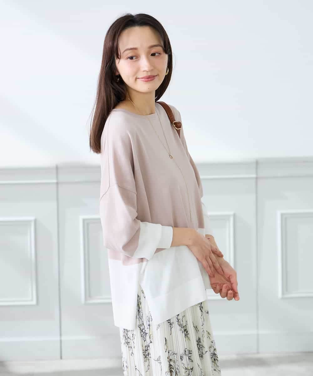 K3FFD18039 a.v.v Elmi(アー・ヴェ・ヴェ) 【低身長サイズ】バイカラーニット レッド×ネイビー