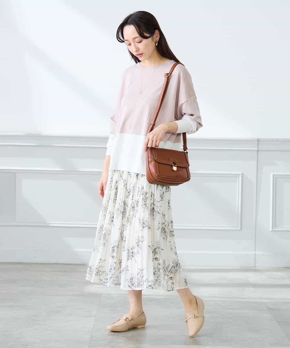 K3FFD18039 a.v.v Elmi(アー・ヴェ・ヴェ) 【低身長サイズ】バイカラーニット レッド×ネイビー