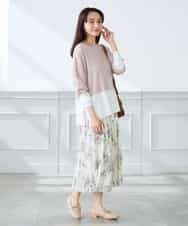 K3FFD18039 a.v.v Elmi(アー・ヴェ・ヴェ) 【低身長サイズ】バイカラーニット レッド×ネイビー