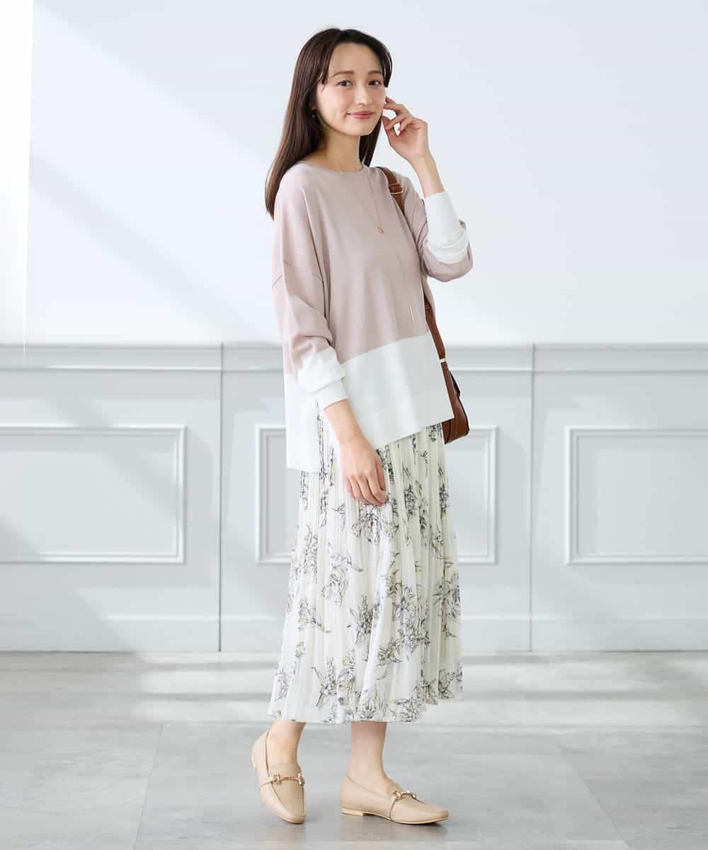 K3FFD18039 a.v.v Elmi(アー・ヴェ・ヴェ) 【低身長サイズ】バイカラーニット レッド×ネイビー