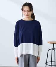 K3FFD18039 a.v.v Elmi(アー・ヴェ・ヴェ) 【低身長サイズ】バイカラーニット レッド×ネイビー