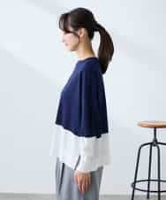 K3FFD18039 a.v.v Elmi(アー・ヴェ・ヴェ) 【低身長サイズ】バイカラーニット レッド×ネイビー