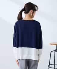 K3FFD18039 a.v.v Elmi(アー・ヴェ・ヴェ) 【低身長サイズ】バイカラーニット レッド×ネイビー