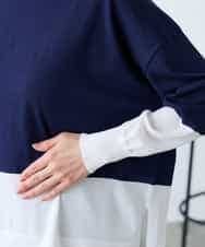 K3FFD18039 a.v.v Elmi(アー・ヴェ・ヴェ) 【低身長サイズ】バイカラーニット レッド×ネイビー