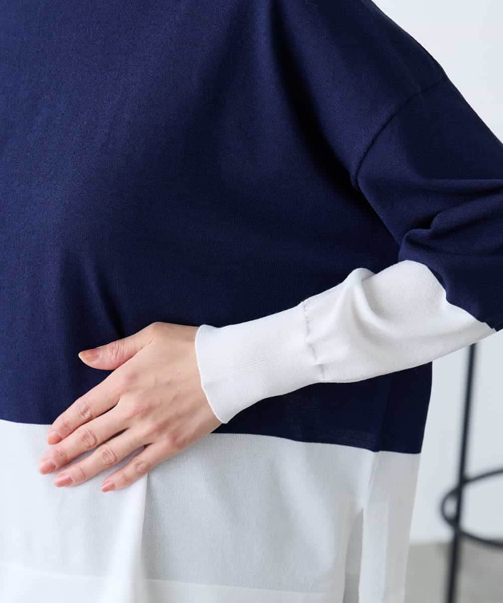 K3FFD18039 a.v.v Elmi(アー・ヴェ・ヴェ) 【低身長サイズ】バイカラーニット レッド×ネイビー