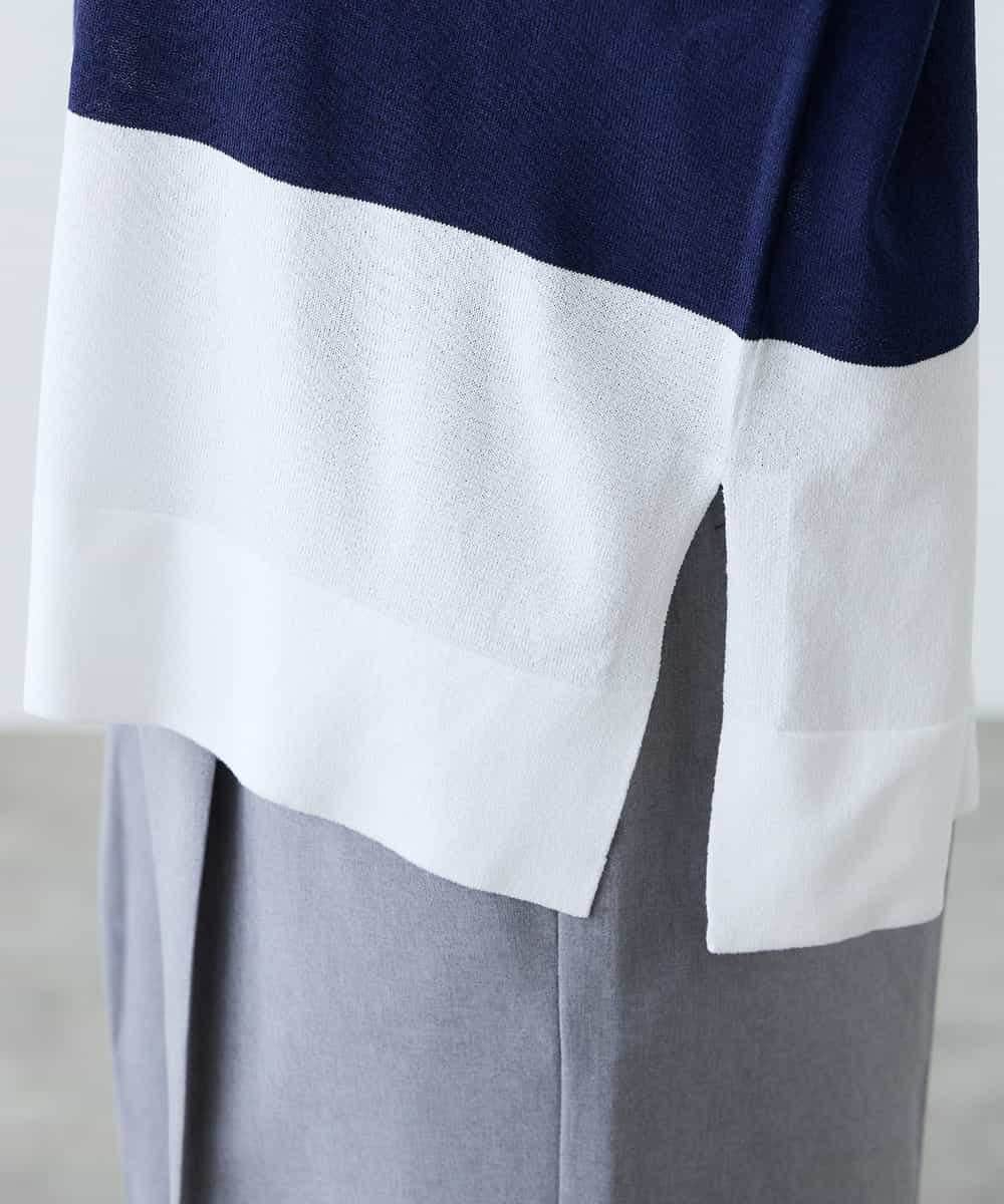 K3FFD18039 a.v.v Elmi(アー・ヴェ・ヴェ) 【低身長サイズ】バイカラーニット レッド×ネイビー