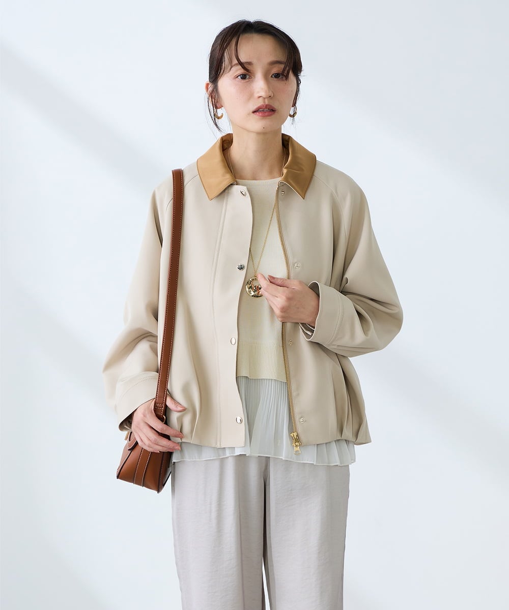 K3FFD23049 a.v.v Elmi(アー・ヴェ・ヴェ) 【低身長サイズ】プリーツペプラムニット ブルー