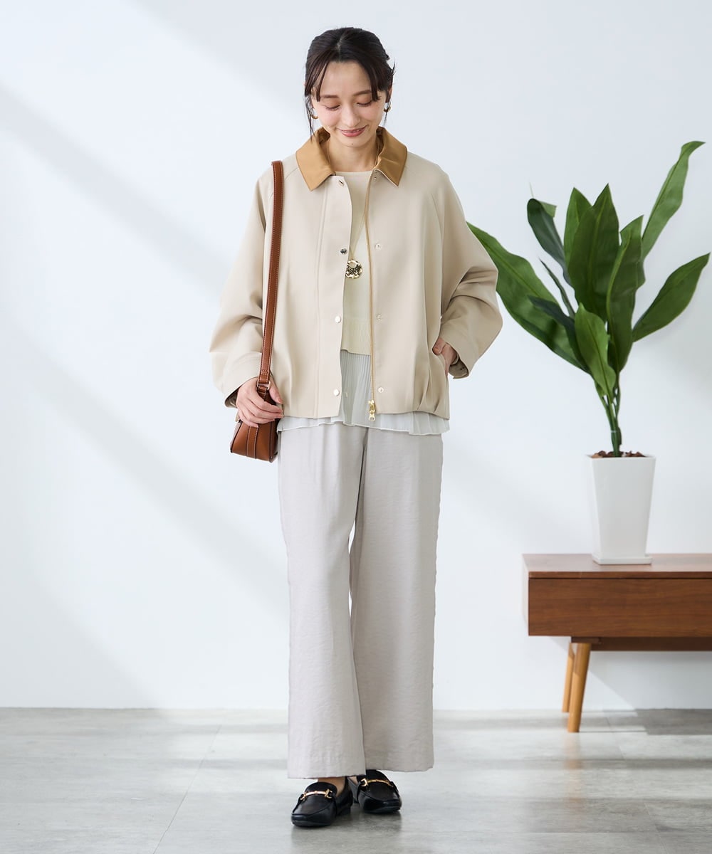 K3FFD23049 a.v.v Elmi(アー・ヴェ・ヴェ) 【低身長サイズ】プリーツペプラムニット ブルー