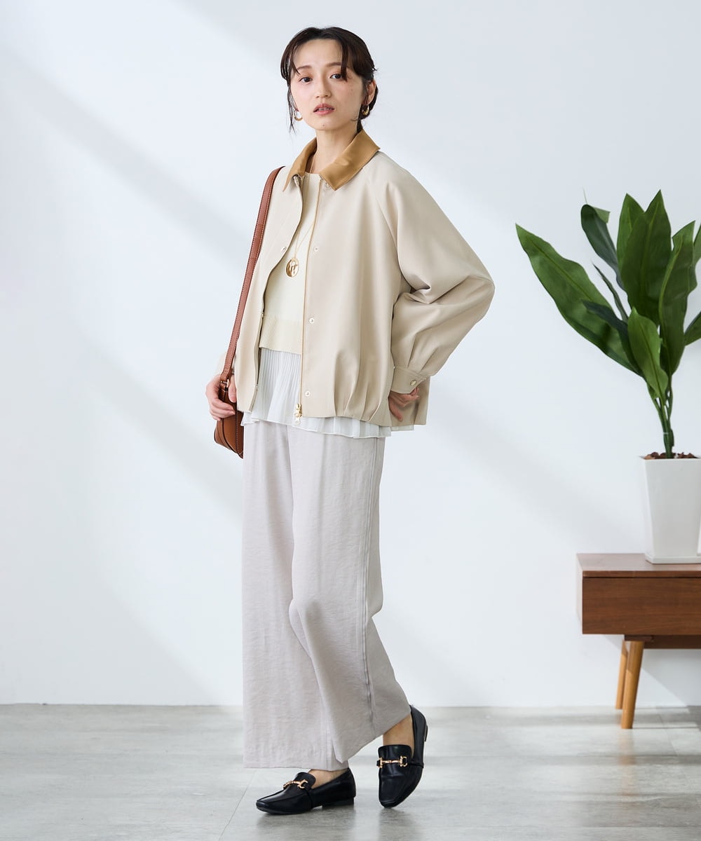 K3FFD23049 a.v.v Elmi(アー・ヴェ・ヴェ) 【低身長サイズ】プリーツペプラムニット ブルー