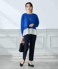 K3FFD23049 a.v.v Elmi(アー・ヴェ・ヴェ) 【低身長サイズ】プリーツペプラムニット ブルー