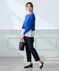 K3FFD23049 a.v.v Elmi(アー・ヴェ・ヴェ) 【低身長サイズ】プリーツペプラムニット ブルー