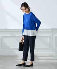 K3FFD23049 a.v.v Elmi(アー・ヴェ・ヴェ) 【低身長サイズ】プリーツペプラムニット ブルー