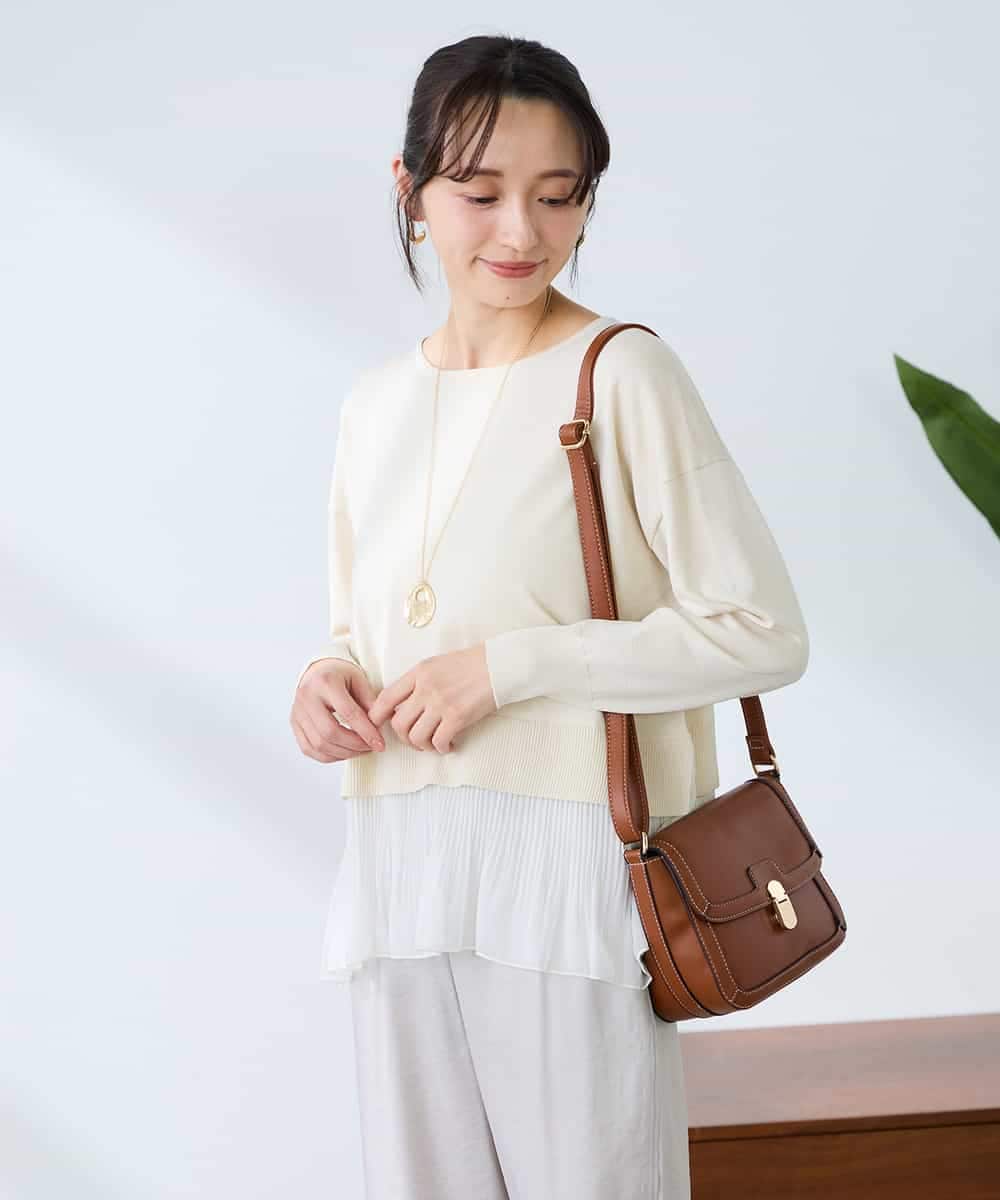 K3FFD23049 a.v.v Elmi(アー・ヴェ・ヴェ) 【低身長サイズ】プリーツペプラムニット ブルー