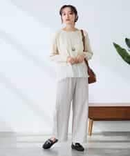 K3FFD23049 a.v.v Elmi(アー・ヴェ・ヴェ) 【低身長サイズ】プリーツペプラムニット ブルー