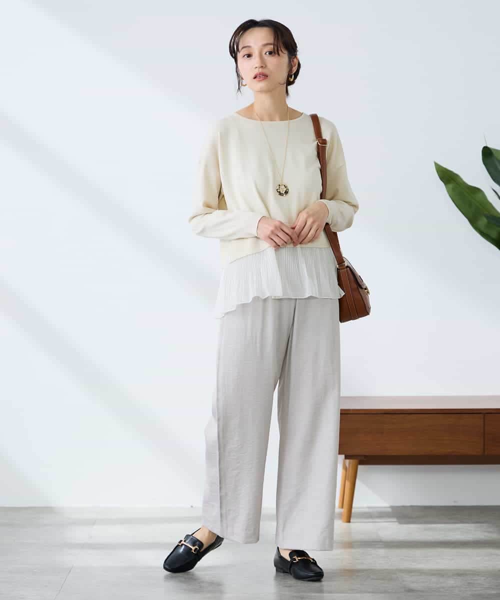 K3FFD23049 a.v.v Elmi(アー・ヴェ・ヴェ) 【低身長サイズ】プリーツペプラムニット ブルー