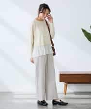 K3FFD23049 a.v.v Elmi(アー・ヴェ・ヴェ) 【低身長サイズ】プリーツペプラムニット ブルー