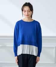 K3FFD23049 a.v.v Elmi(アー・ヴェ・ヴェ) 【低身長サイズ】プリーツペプラムニット ブルー