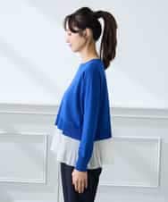 K3FFD23049 a.v.v Elmi(アー・ヴェ・ヴェ) 【低身長サイズ】プリーツペプラムニット ブルー