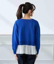 K3FFD23049 a.v.v Elmi(アー・ヴェ・ヴェ) 【低身長サイズ】プリーツペプラムニット ブルー