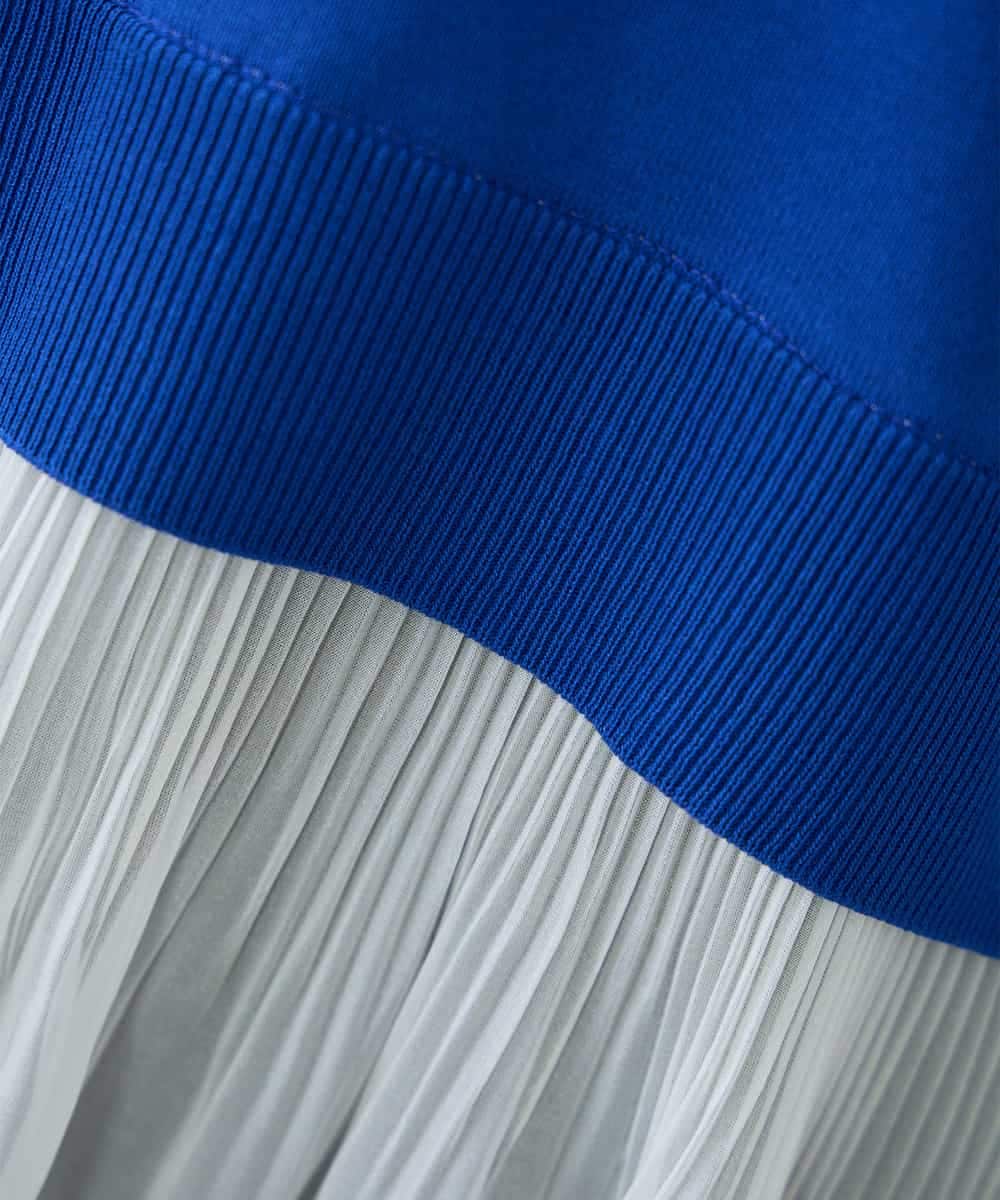 K3FFD23049 a.v.v Elmi(アー・ヴェ・ヴェ) 【低身長サイズ】プリーツペプラムニット ブルー