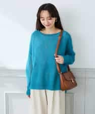 K3FFD24044 a.v.v Elmi(アー・ヴェ・ヴェ) 【低身長サイズ】ペーパーライクヤーンニット グリーン