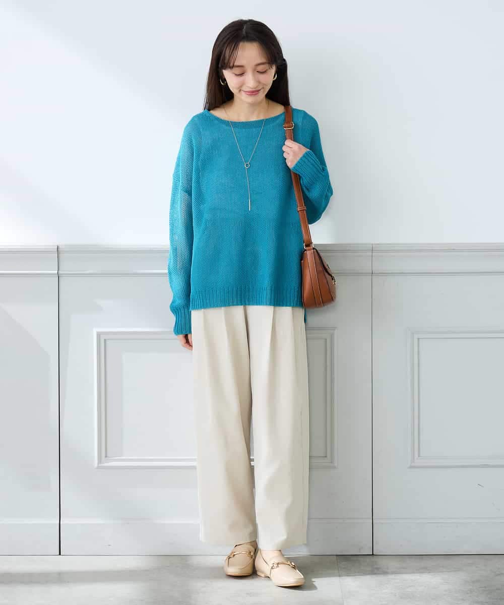 K3FFD24044 a.v.v Elmi(アー・ヴェ・ヴェ) 【低身長サイズ】ペーパーライクヤーンニット グリーン